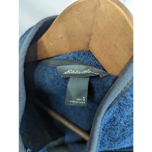 Eddie Bauer Pullover Mens Small Fleece Snap Button Radiator Blue Recycled Jacket - Picture 3 of 13